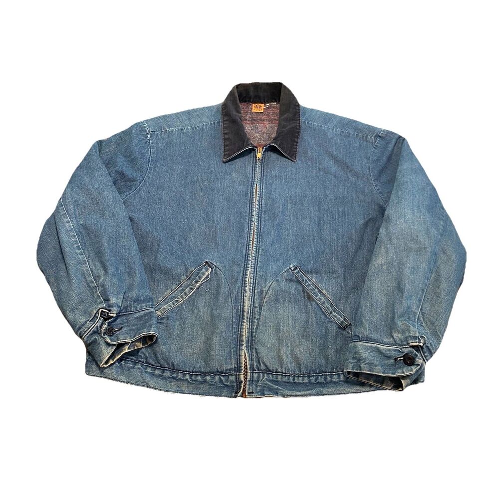 Vintage Big Ben Denim Detroit Jacket Coat Blanket Lined USA Made 70s Scoville XL